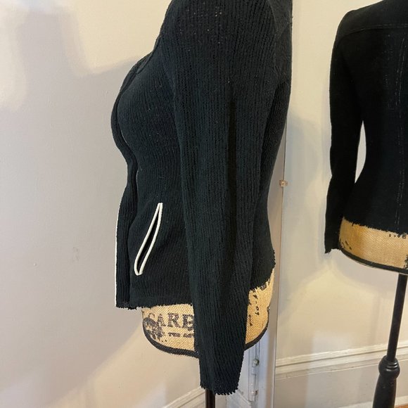 IRO Black Dana Jacket Knit Moto Full Zip - Picture 6 of 9